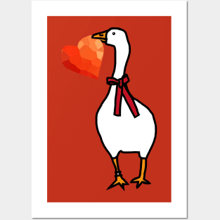 Valentines Day Goose Steals Red Heart for Love Posters and Art